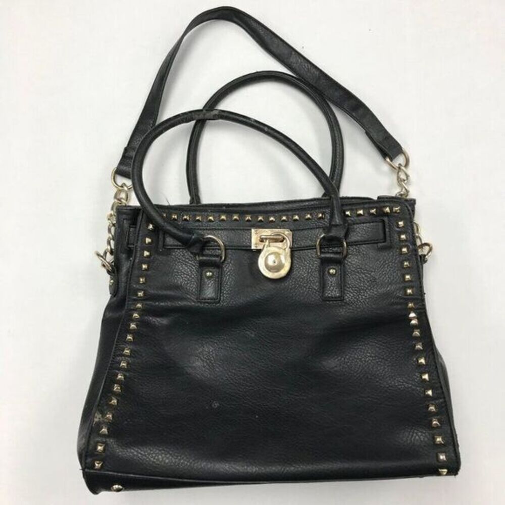 Over Sized Goth Black Leather Purse With War Wounds